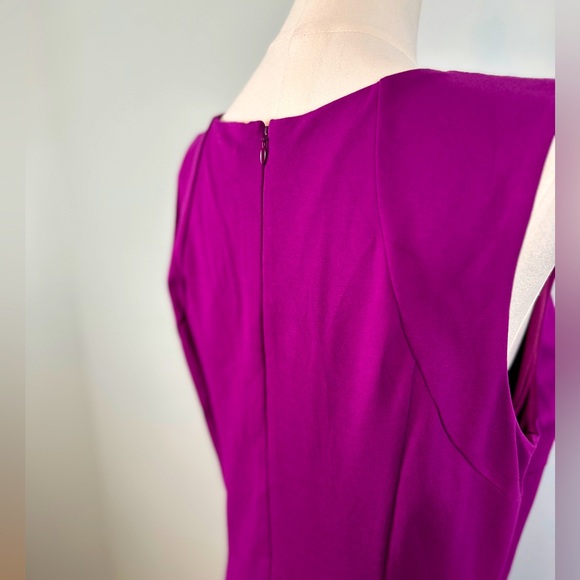 White House Black Market, berry colored fit & flare midi dress. Size Large - Picture 3 of 6